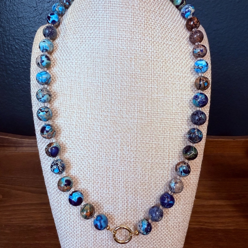 Elegant Blue Jasper Beaded Necklace